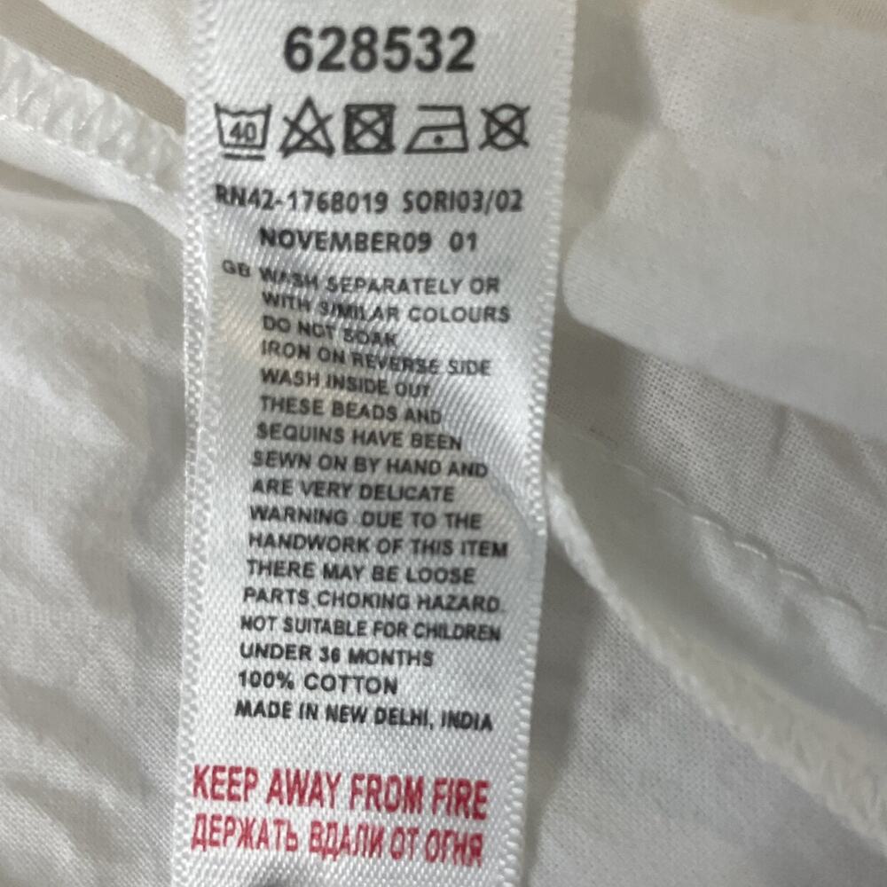 Monsoon White Cotton Sparkle Smocked Summer Top Size 8/9 - Picture 10 of 10